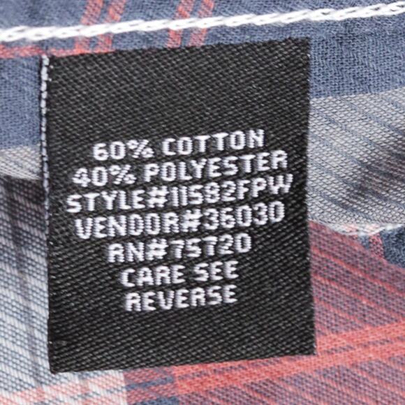 BKE Western Shirt Mens XL Tailored Fit Red Gray Plaid Contrast Stitch Pearl Snap - Picture 8 of 11